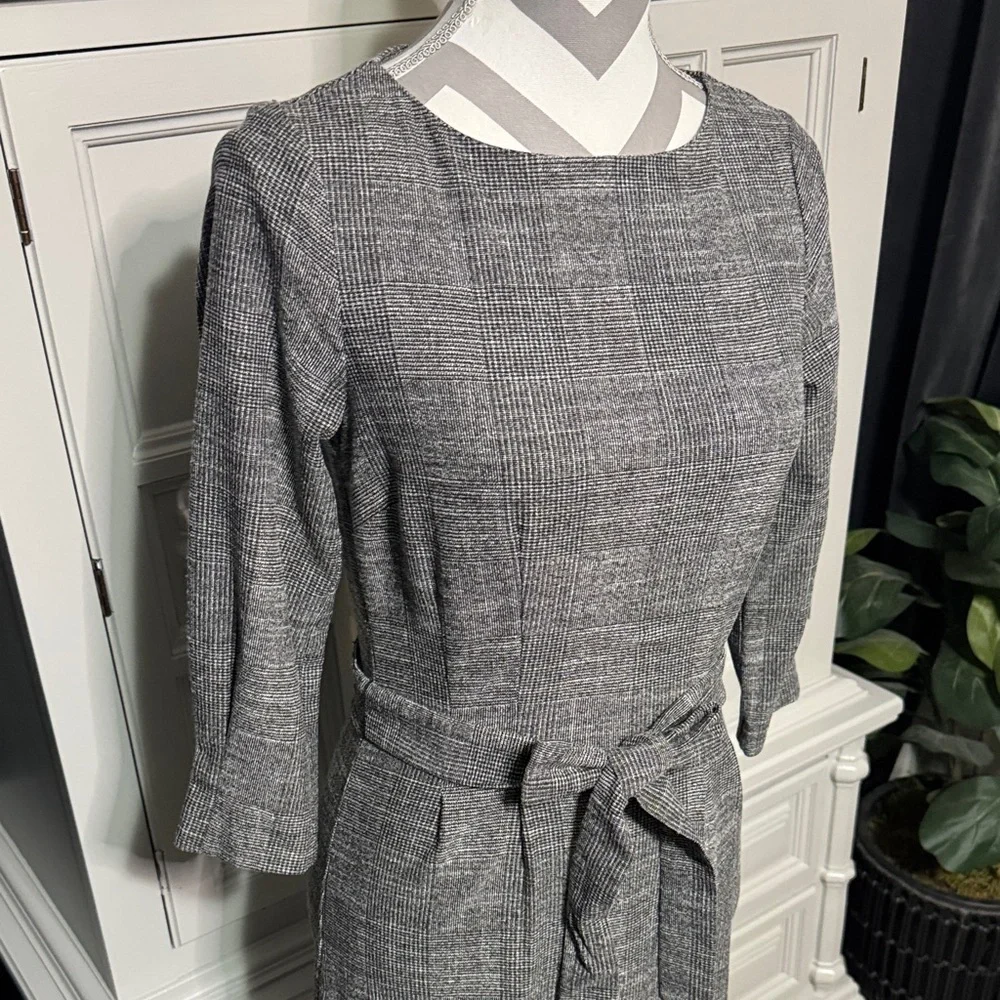 H&M Elegant Gray Plaid Dress Size XS